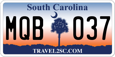 SC license plate MQB037