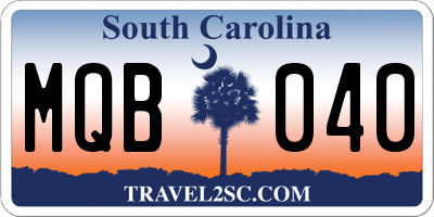 SC license plate MQB040