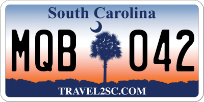 SC license plate MQB042