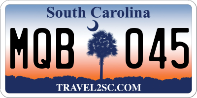 SC license plate MQB045