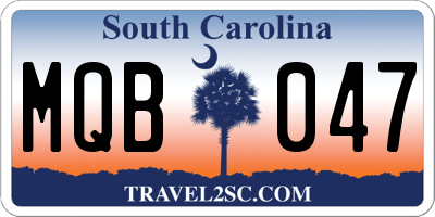 SC license plate MQB047