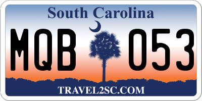 SC license plate MQB053