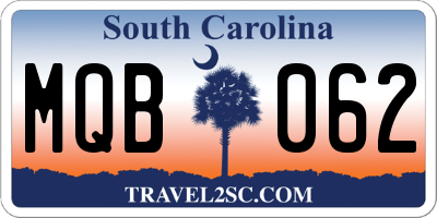 SC license plate MQB062
