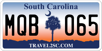 SC license plate MQB065