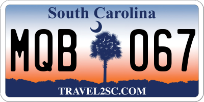 SC license plate MQB067