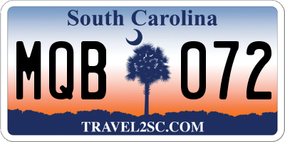 SC license plate MQB072