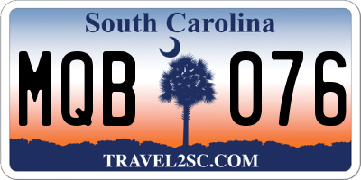 SC license plate MQB076