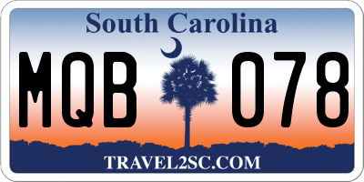 SC license plate MQB078