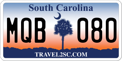 SC license plate MQB080
