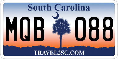 SC license plate MQB088