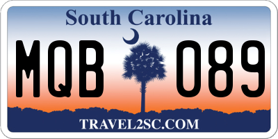 SC license plate MQB089