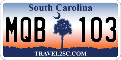SC license plate MQB103