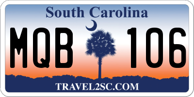 SC license plate MQB106