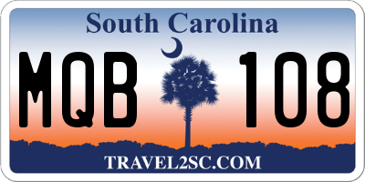SC license plate MQB108
