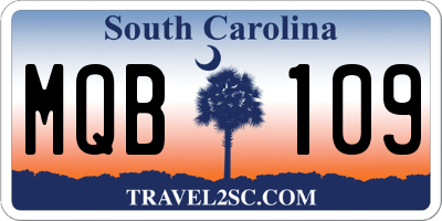 SC license plate MQB109