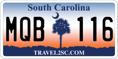 SC license plate MQB116