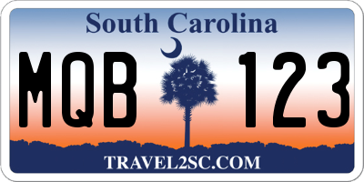 SC license plate MQB123