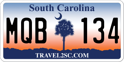 SC license plate MQB134