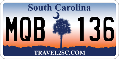 SC license plate MQB136