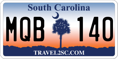 SC license plate MQB140