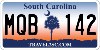 SC license plate MQB142