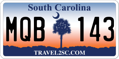 SC license plate MQB143