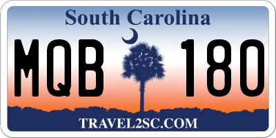 SC license plate MQB180