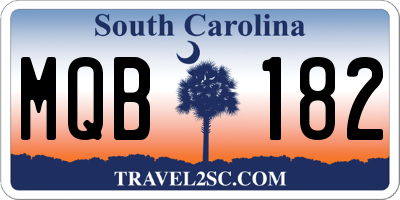 SC license plate MQB182