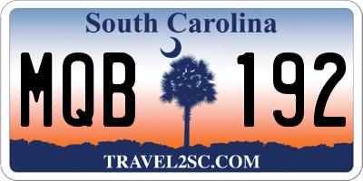 SC license plate MQB192