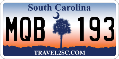 SC license plate MQB193