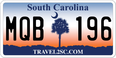 SC license plate MQB196