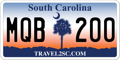 SC license plate MQB200