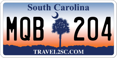 SC license plate MQB204