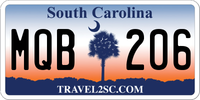 SC license plate MQB206
