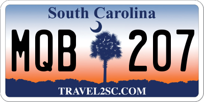 SC license plate MQB207