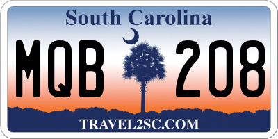 SC license plate MQB208