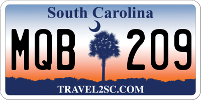 SC license plate MQB209