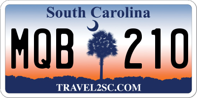 SC license plate MQB210