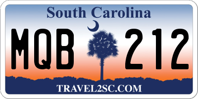 SC license plate MQB212