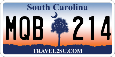 SC license plate MQB214