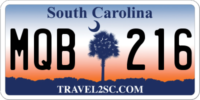 SC license plate MQB216