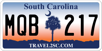 SC license plate MQB217