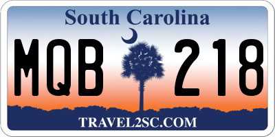 SC license plate MQB218