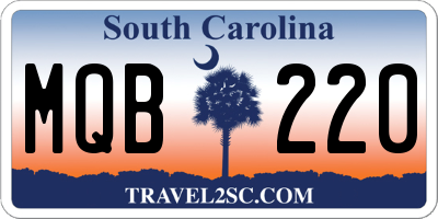 SC license plate MQB220