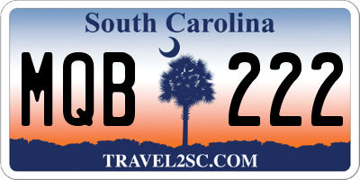 SC license plate MQB222