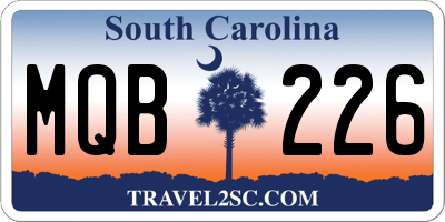 SC license plate MQB226