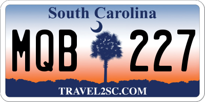 SC license plate MQB227