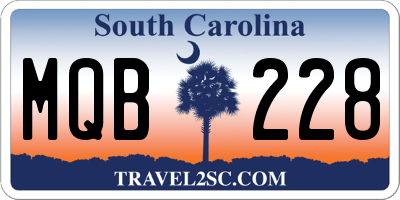 SC license plate MQB228