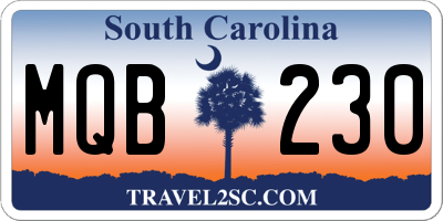 SC license plate MQB230