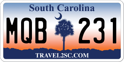 SC license plate MQB231